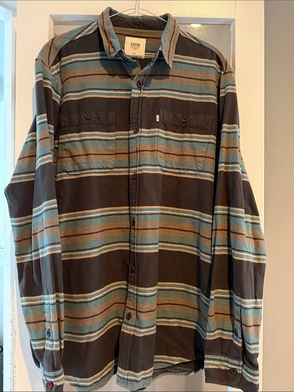 Katin Men’s Striped Button-Up flannel XXL